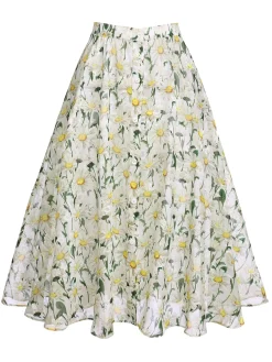 Outlet Retro Stage Yellow 1950s Romper & White Floral Skirt Yellow & White