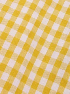 Outlet Retro Stage 1960s Ruffles Plaid Skirt Yellow