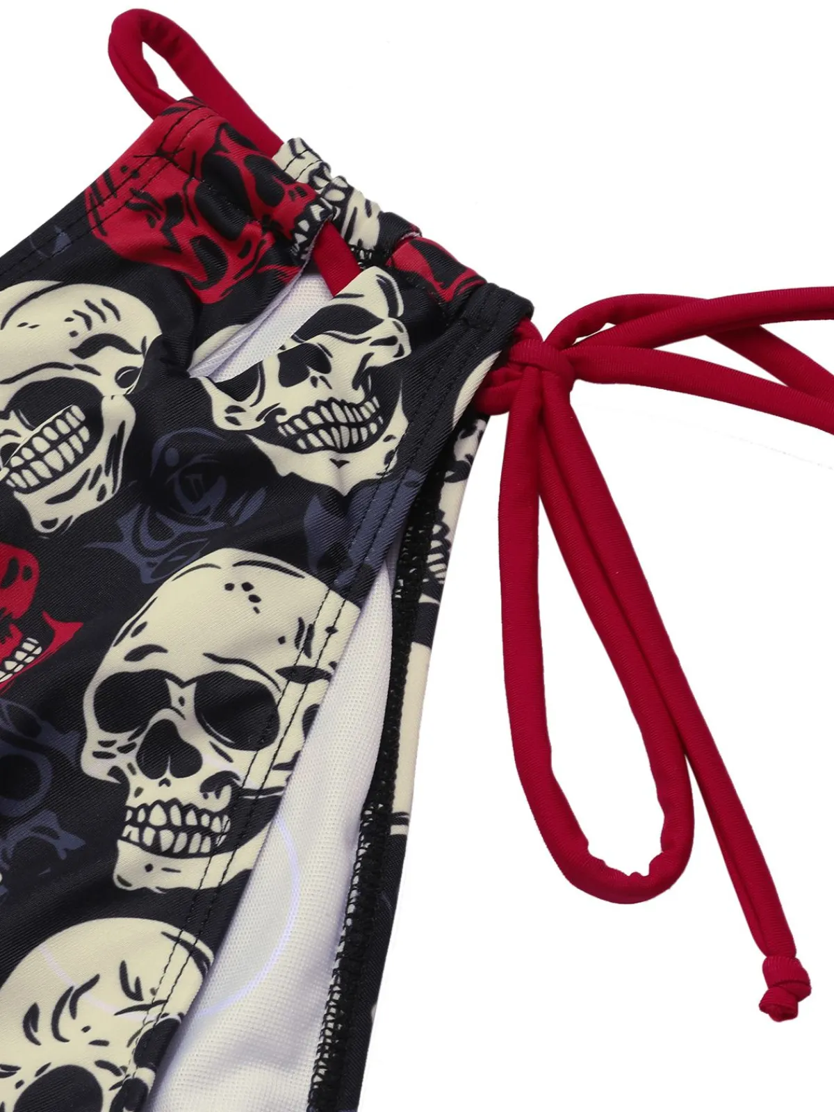 Discount Retro Stage Yellow 1950s Skull Halter Swimsuit