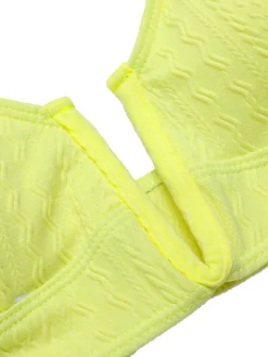 Sale Retro Stage 1950s Solid Knit Bikini Set Yellow