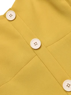 New Retro Stage 1950s Spaghetti Strap Button Romper Yellow
