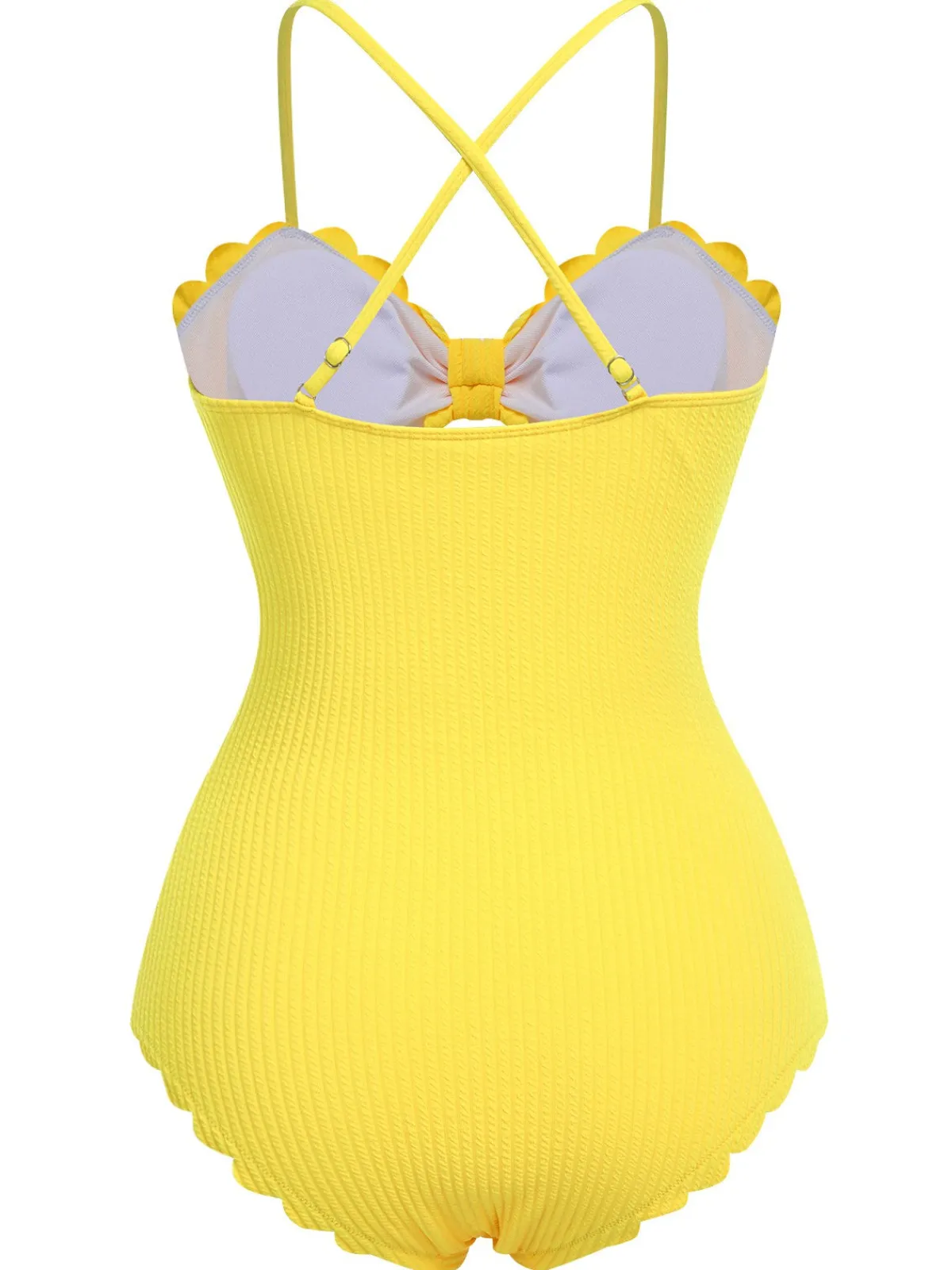 Fashion Retro Stage 1950s Spaghetti Strap One-Piece Swimsuit Yellow