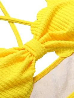 Fashion Retro Stage 1950s Spaghetti Strap One-Piece Swimsuit Yellow