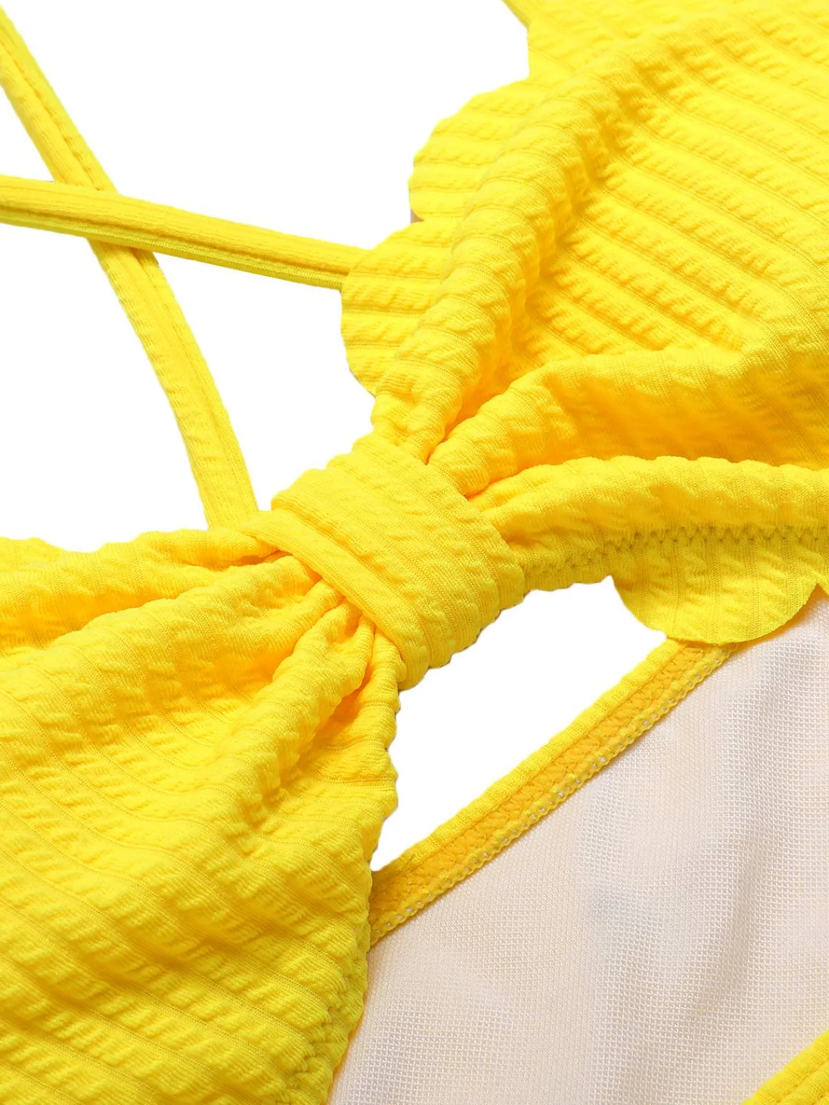 Fashion Retro Stage 1950s Spaghetti Strap One-Piece Swimsuit Yellow