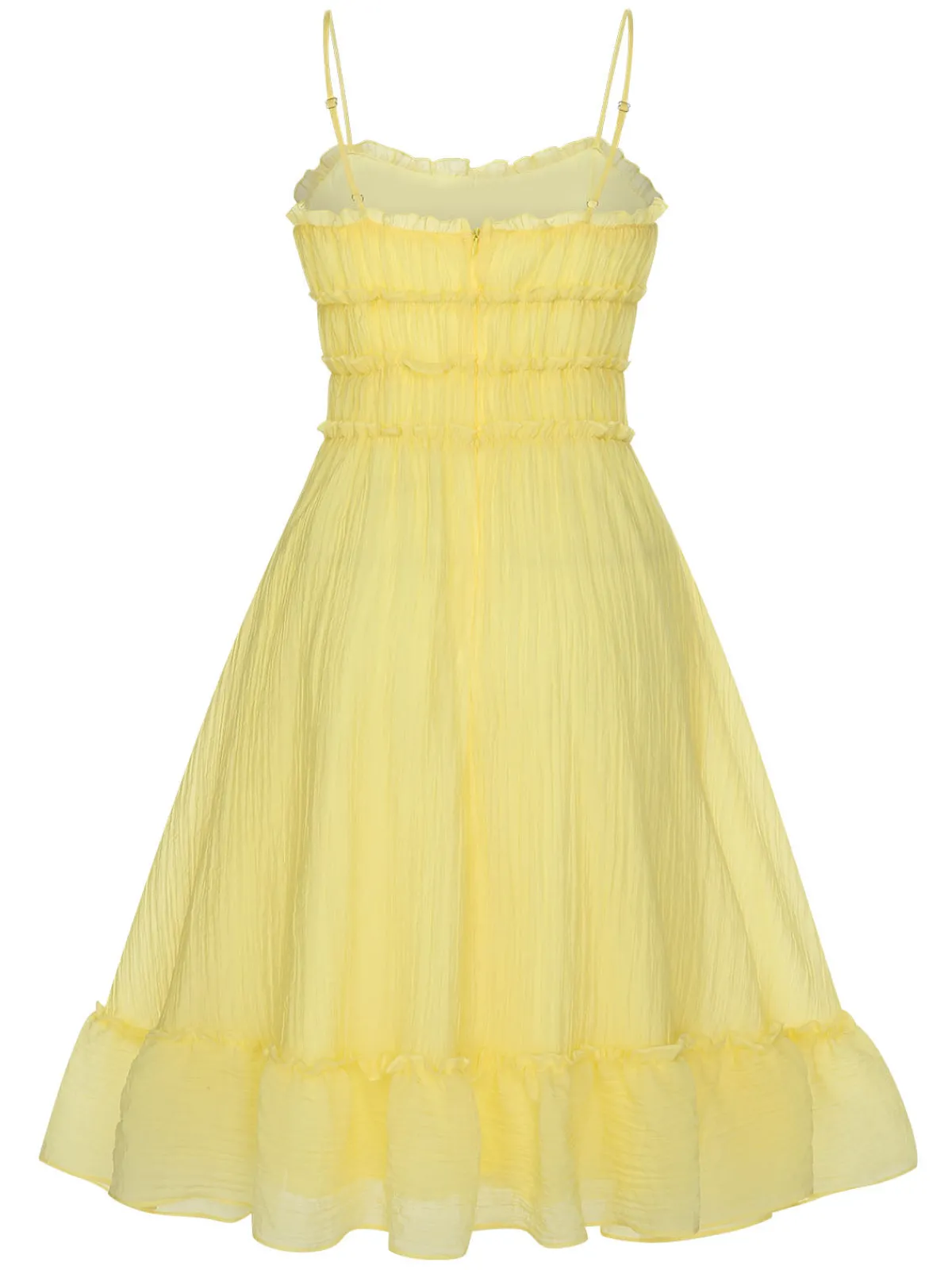 Clearance Retro Stage 1940s Spaghetti Strap Ruffle Hem Dress Yellow