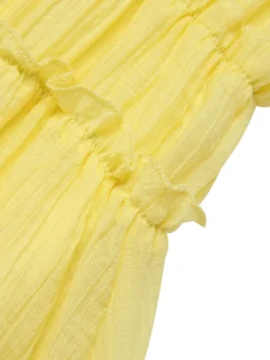 Clearance Retro Stage 1940s Spaghetti Strap Ruffle Hem Dress Yellow