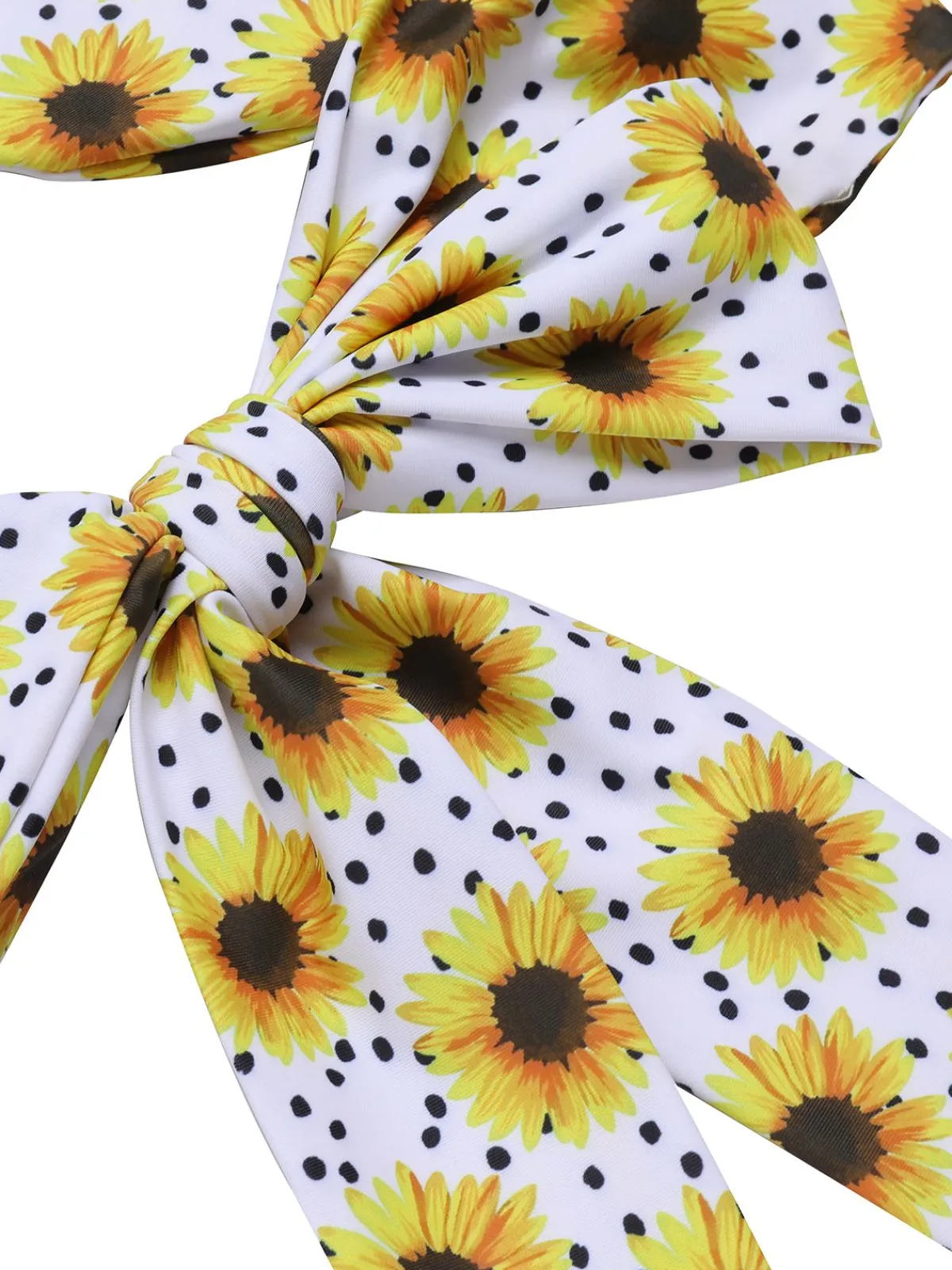 Sale Retro Stage Yellow 1950s Sunflower Cross Halter Swimsuit
