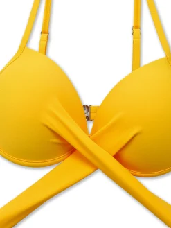 Sale Retro Stage 1950s Sunflower Tie Back Bikini Set Yellow