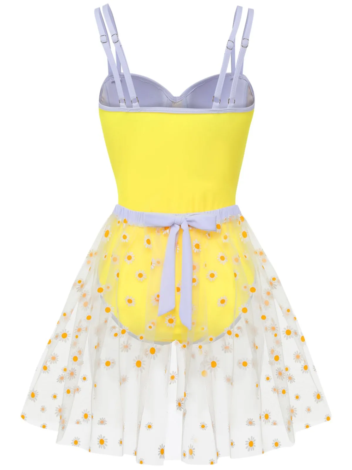 Online Retro Stage 1950s Suspender Swimsuit & Daisy Cover-Up Yellow